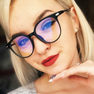 Gafas con Logotipo Personalizado para Hombre y Mujer, Lentes Transparentes Redondas, Montura Óptica, Gafas Anti Luz Azul para Computadora - Product Image 1