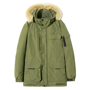 Hochwertige Herren Puffer Jacke Mode Grün Kausal Kapuze Herren jacke Plus Size Herren Winter Warme Baumwolle Gepolstert Langer Mantel - Product Image 3