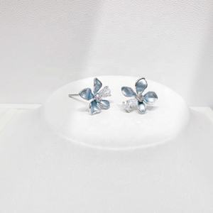Boucles d'oreilles fines en argent sterling 925, bijoux fantaisie en forme de papillon, plaqué or 18 carats, fleur 14 carats, vente en gros, bijoux pour femmes - Product Image 5