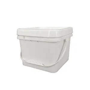 Contenedor cuadrado de 4 galones de grado alimenticio, barril de plástico blanco para aperitivos, 10 quart