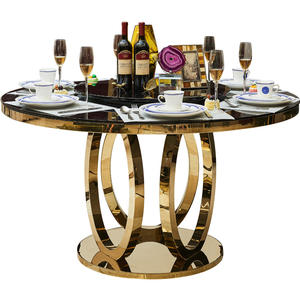 Karois — <span class=keywords><strong>table</strong></span> à manger <span class=keywords><strong>ronde</strong></span> en marbre, de style luxe et moderne, avec pieds en métal, tables de cuisine, salle à manger - Product Image 6