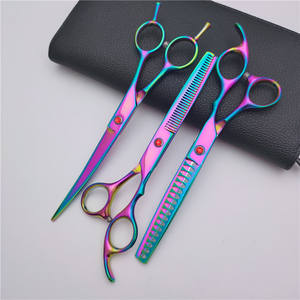 Ciseaux de toilettage pour animaux de compagnie colorés, en acier inoxydable 6Cr, outils de coupe de poils pour chiens, ensemble de ciseaux professionnels pour l'entretien des animaux - Product Image 5