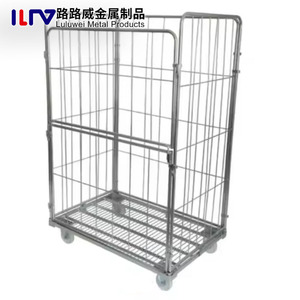 Warehouse Wire Mesh Storage Cage with <strong>Wheels</strong> Foldable Steel Logistic Trolley - Product Image 2
