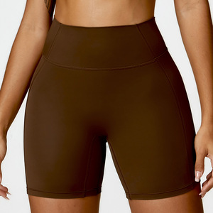 Shorts de yoga pour femmes de qualité supérieure, taille haute, en élasthanne/nylon, taille élastique, respirant, séchage rapide, évacuation de la transpiration, service personnalisé - Product Image 3