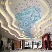 Lustre moderne en cristal imprimé en 3D, grand modèle, rectangulaire, pour hôtel, salle de banquet, salon, installation suspendue