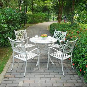 Ensemble <span class=keywords><strong>de</strong></span> salle à manger minimaliste en fonte d'aluminium <span class=keywords><strong>blanc</strong></span> table et chaises modernes en <span class=keywords><strong>fer</strong></span> <span class=keywords><strong>forgé</strong></span> pour l'extérieur mobilier <span class=keywords><strong>de</strong></span> <span class=keywords><strong>jardin</strong></span> - Product Image 2