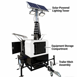 Torre de Luz Solar Portátil con 4 LED de 150W y Batería de Gel de 200Ah para Electrificación de Aldeas Rurales - Product Image 1