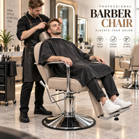 Chaise de barbier confortable, chaise de salon inclinable, chaise de coiffure réglable hydrauliquement avec base ronde stable pour salon professionnel