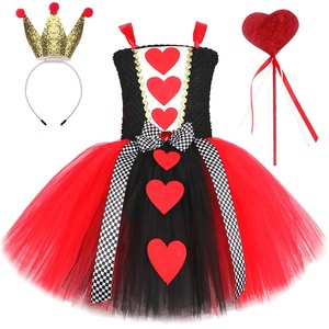 Nuevo Vestido de Tul con Corazón Rojo para Niñas Pequeñas, Disfraz de Halloween, Disfraz de Reina Alicia para Niñas, Disfraz de Tutú - Product Image 1