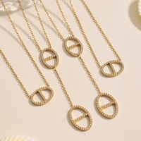 Kalung Anting Cincin Rumbai Hidung Babi Zirkon Klasik Bahan Stainless Steel Mewah Ringan Hadiah Pernikahan Wanita Set Perhiasan Fashion