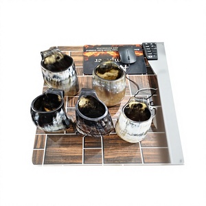 FAIZA CRAFT FC-78 Tasses en corne de buffle polies, forme naturelle, style indien, avec logo gravé, étanches, pour Noël, Nouveauté - Product Image 3