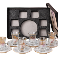 Ensemble de tasses à café en verre de luxe Phnom Penh, ensemble de thé classique européen vintage pour la maison avec 6 tasses et 6 soucoupes, cadeau haut de gamme