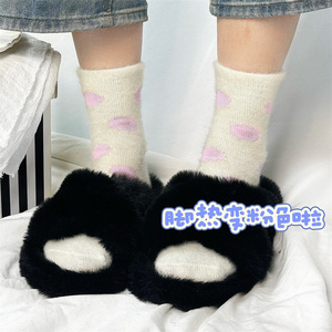 Calcetines de felpa termosensibles que cambian de color para mujer, diseño jacquard grueso, ropa para el hogar - Product Image 4