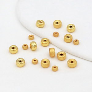 <b>Copper</b>-plated gold frosted wheel bead <b>bracelet</b>/necklace, 18K real gold electroplated beads, sand gold, concave spacer beads D56 - Product Image 4
