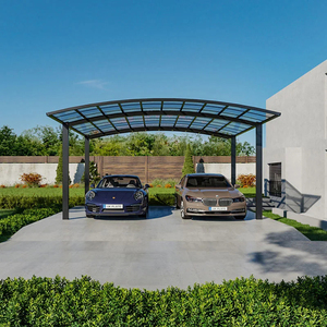 Abri de voiture en aluminium thermolaqué avec toit en polycarbonate, imperméable, pour villa, jardin, abri de stationnement double pour <span class=keywords><strong>voitures</strong></span> - Product Image 2