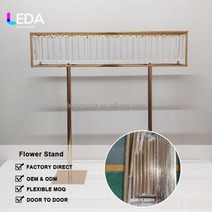 LEDA Popular Soporte de Flores Metálico Dorado Brillante con Cuentas Acrílicas, Decoración para Fiestas, Florero, Centro de Mesa para Bodas y Eventos - Product Image 2