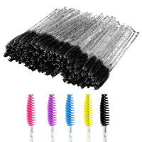 Hadiyah Beauté Vente en gros Fournitures d'extension de cils Brosse à cils diamantée Baguette à cils Brosses Baguettes de mascara jetables Ensemble de tubes