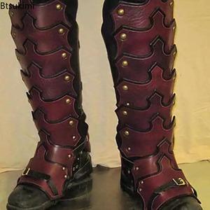 Armadura de Pierna de Cuero PU Medieval para LARP, Polainas Góticas, <span class=keywords><strong>Kit</strong></span> de Disfraz de Caballero Vikingo, Cubrebotas para Cosplay de Jinete para Hombres - Product Image 1