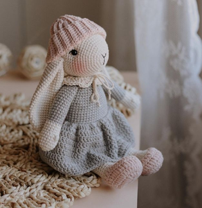 Conejito <span class=keywords><strong>de</strong></span> Orejas Largas Tejido a Mano al por Mayor con Lindo Sombrero y Ropa para Niños, Amigurumi <span class=keywords><strong>de</strong></span> Algodón, Regalos <span class=keywords><strong>de</strong></span> Cumpleaños para Niños - Product Image 6