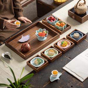 <b>Ceramics</b> Small Tea And Snack <b>Plate</b> Square Exquisite Dessert <b>Plate</b> For Home Living Room Fruit Dish Tea Break Party Use - Product Image 4