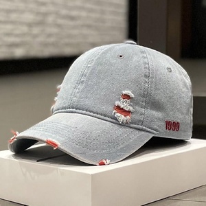 Cappellino da Baseball Unisex Stile Coreano <span class=keywords><strong>ZY</strong></span> in Denim Strappato a 6 Pannelli, 100% Cotone, con Ricamo 3D Personalizzato e Protezione Solare - Product Image 4