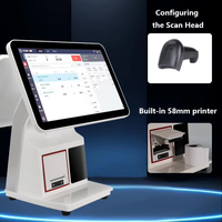 Terminal Punto de Venta Todo en Uno con Pantalla Táctil Dual de 15.6 Pulgadas, Sistema de Caja Registradora, Dispositivo POS, Sistema de Punto de Venta