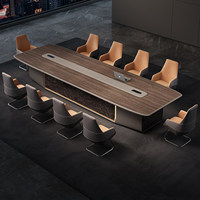 Table de conférence extensible haut de gamme de qualité E0, en MDF, design minimaliste, grain de bois, forme carrée, mobilier de bureau