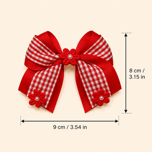 Ingrosso 2 Pezzi Fiocchi per Capelli <span class=keywords><strong>a</strong></span> Quadretti 6 Colori, Fermagli per Capelli in Grosgrain con Fiore e Perla, Accessori per Capelli per Ragazze per il Ritorno <span class=keywords><strong>a</strong></span> Scuola, Confezione Multipla - Product Image 3