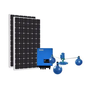 JNTECH solar fish pond air jet aerator system PV and AC power hybrid simultaneously online operating