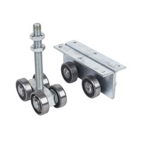 Roue de porte coulissante suspendue à 4 roues C50 robuste, support en acier galvanisé à plaque pleine, patin de glissière cantilever