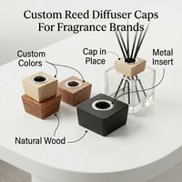 Tapa Difusora Cuadrada de Madera Negra Mate Personalizada WeWood de Vietnam, Collarín de Madera para Botella, Tapa de Aromaterapia de Madera de Fresno