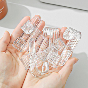 Zimoo Acrylic <b>Adhesive</b> <b>Hooks</b> Transparent Removable For Bathroom Bedroom Wall Mounting No Drill Strong Hold - Product Image 1
