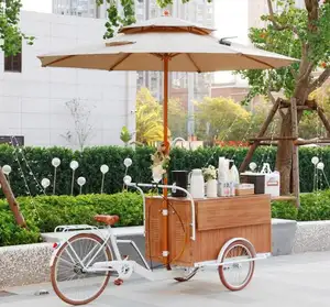 移动商务咖啡店自行车，带餐桌电动三轮自行车，用于食品销售