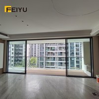 Pintu Geser Kaca Kustom dengan Rangka Aluminium Feiyu, Sistem Thermal Break, Kaca Ganda Tempered, dan Sistem Rel Roda Halus