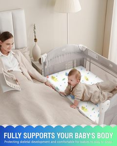 Colchón de Cuna <span class=keywords><strong>Mini</strong></span> con Doble Firmeza, Espuma Viscoelástica con Gel Refrigerante de Alta Densidad, Soporte para Niños Pequeños, 38 x 24 Pulgadas, Funda de Jacquard Suave Extraíble - Product Image 5