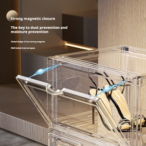 Boîte de présentation de chaussures en <span class=keywords><strong>acrylique</strong></span> transparente avec porte magnétique, empilable, pour le rangement des chaussures - Product Image 4
