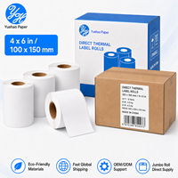 Papier thermique blanc, étiquettes longues, étiquettes thermiques directes, rouleau de 4'' x 6'' (100x150mm), rouleau d'étiquettes thermiques directes, autocollant