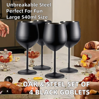 Verres à vin vintage en acier inoxydable noir en forme de cloche - Gobelets de fête durables de 540 ml pour mariage et événements