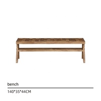 Ensemble de table à manger de luxe en bois massif de style nordique moderne avec 4 chaises et un banc de maison noir