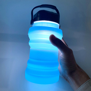 <span class=keywords><strong>Outdoor</strong></span> <span class=keywords><strong>Camping</strong></span> Solar Aufladen Silikon Wasser flasche LED Faltbare Wasser flasche - Product Image 4