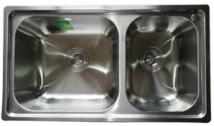 Évier de cuisine en acier inoxydable à double cuvette graphique moderne de conception 3D fait à la main avec installation de comptoir de robinet 2 ans de garantie - Product Image 3