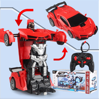 Coche RC Transformable en Coche Deportivo, Robot, Coche de Policía, Modelo de Juguete, Regalo de Cumpleaños para Niños, Regalo de Juguete para Niños