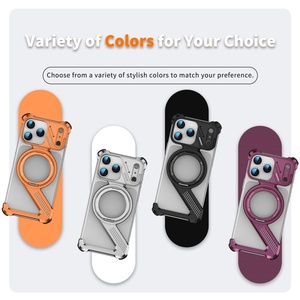 Étui de téléphone magnétique sans cadre en alliage d'aluminium personnalisé pour iPhone 18 15 16 17 Pro Max avec protection à 360° °   Support rotatif antichoc - Product Image 2