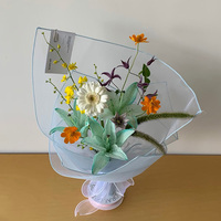Voile rigide transparent à motif floral 49x49cm, emballage carré en gaze de cristal pour bouquets, tissu maillé translucide, fournitures pour fleuristes