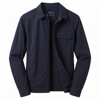 Veste chemise homme OEM ODM, sans plis, bleu marine, pièce de superposition pour tenues décontractées élégantes