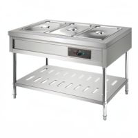 Matériel de restauration hôtelière professionnel : Bain-marie autoportant en acier inoxydable pour buffet, 3, 4, 5 ou 6 bacs