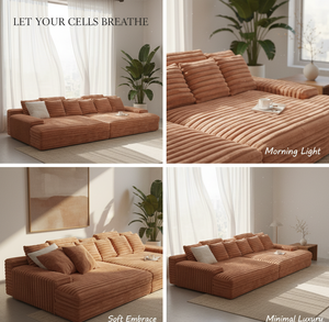 Multi-Functional Rabbit Hair Compressed Sectional <b>Sofa</b>, 2-Seat Jumbo Tofu Block Couch with Modular & Foldable Design - Product Image 5