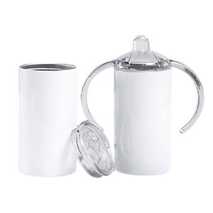 Vaso Térmico Infantil de Acero Inoxidable de Doble Pared y 12 oz, Recto, Blanco, con Tapa Doble, para Sublimación DIY - Product Image 3