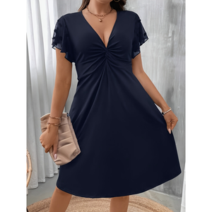 Abito alla moda taglie forti per donna, stile europeo e americano, vestito estivo oversize con scollo a V, elegante abito <span class=keywords><strong>da</strong></span> sera per feste - Product Image 1