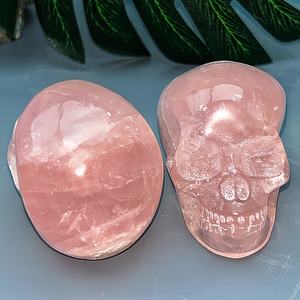 Venta al por Mayor de Cristalhola, Calaveras de Cuarzo Rosa Natural de Alta Calidad, Talladas a Mano, Artesanías, Decoración para el Hogar y Halloween - Product Image 6